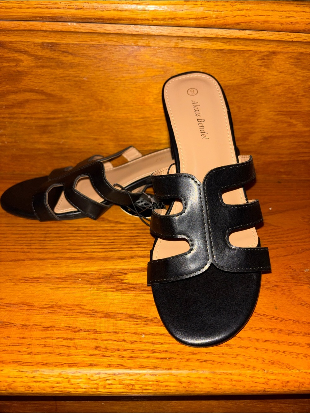 Banded Black Women's Slide Sandals - Elegant Cutout Straps